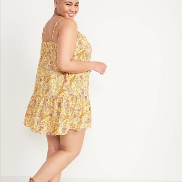 Old Navy yellow Tiered Floral-Print Mini Cami Swing dress - Picture 6 of 10